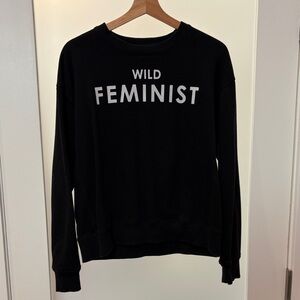 Wildfang Black Sweatshirt with White "WILD FEMINIST" Graphic
